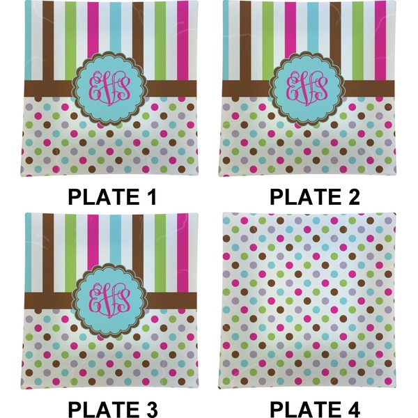Stripes & Dots Set of Square Dinner Plates (Approval)