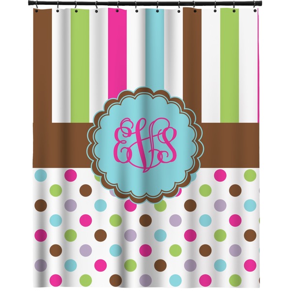 Custom Stripes & Dots Extra Long Shower Curtain - 70"x84" (Personalized)