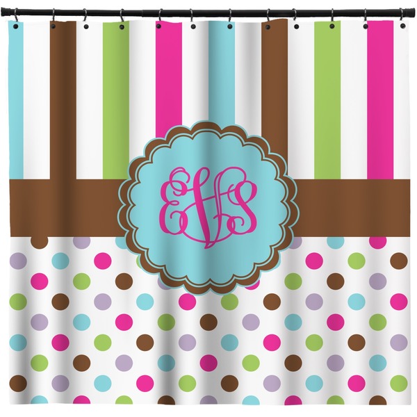 Custom Stripes & Dots Shower Curtain - 71" x 74" (Personalized)