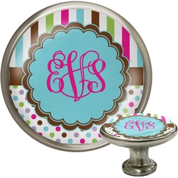 Stripes & Dots Cabinet Knob (Silver) (Personalized)
