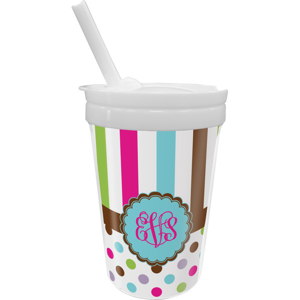 Custom Stripes & Dots Sippy Cup with Straw (Personalized)
