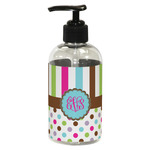 Stripes & Dots Plastic Soap / Lotion Dispenser (8 oz - Small - Black) (Personalized)