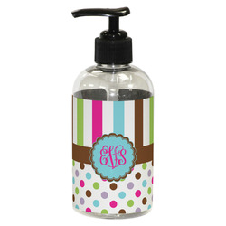 Stripes & Dots Plastic Soap / Lotion Dispenser (8 oz - Small - Black) (Personalized)