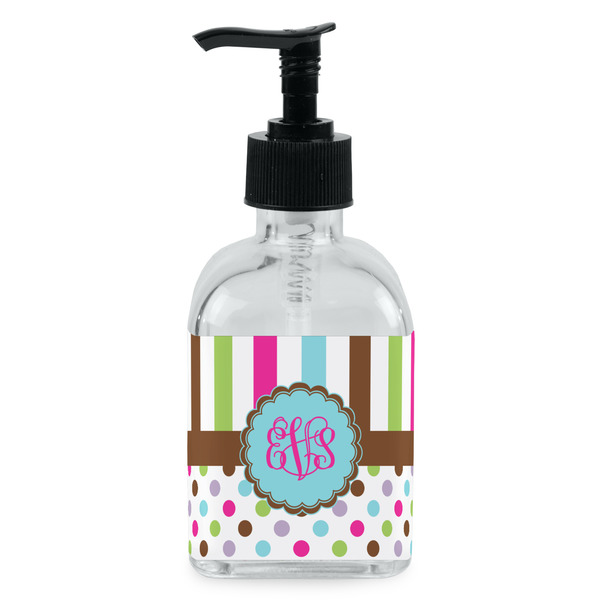 Custom Stripes & Dots Glass Soap & Lotion Bottle - Single Bottle (Personalized)