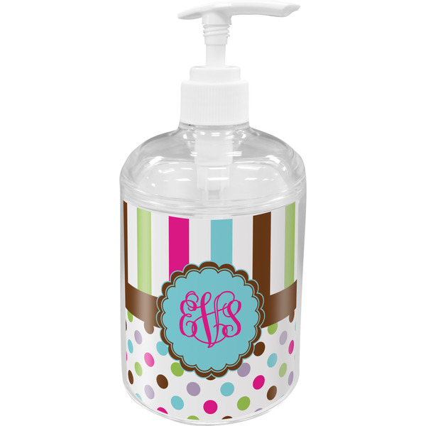 Custom Stripes & Dots Acrylic Soap & Lotion Bottle (Personalized)