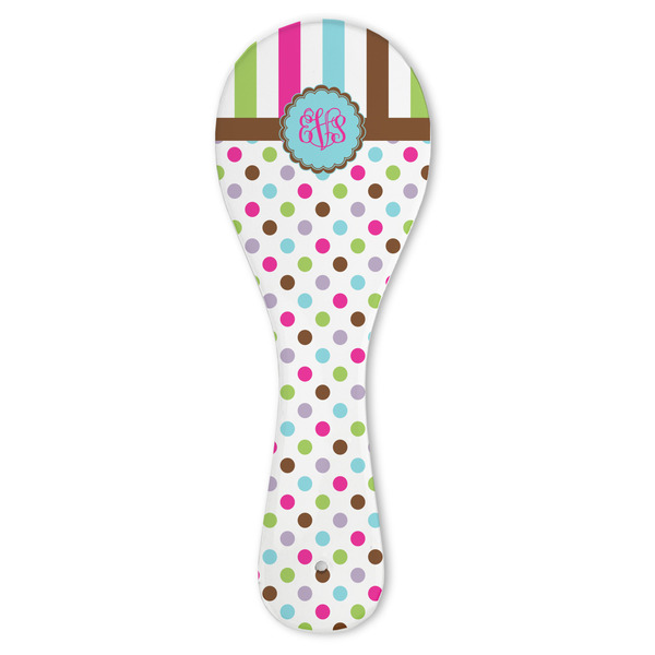 Custom Stripes & Dots Ceramic Spoon Rest (Personalized)