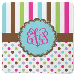 Stripes & Dots Square Rubber Backed Coaster (Personalized)