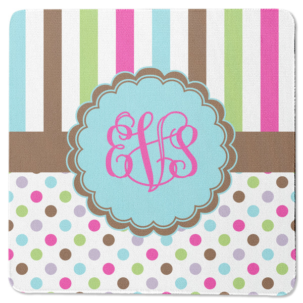 Stripes & Dots Square Coaster Rubber Back - Single