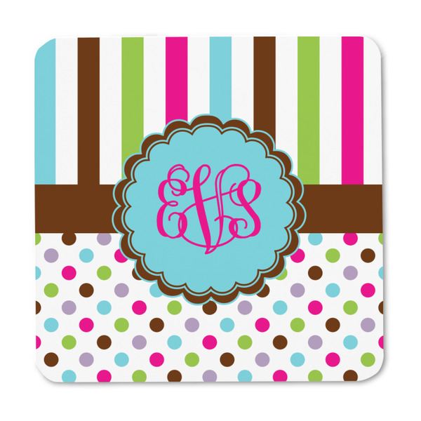 Stripes & Dots Square Fridge Magnet - FRONT