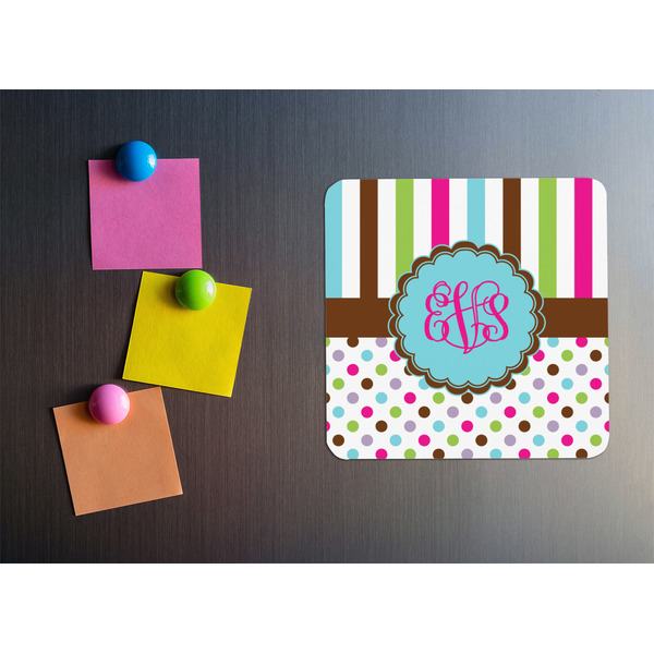 Stripes & Dots Square Fridge Magnet - LIFESTYLE