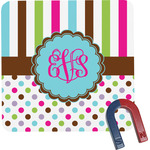 Stripes & Dots Square Fridge Magnet (Personalized)
