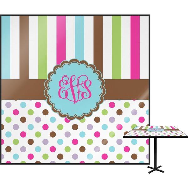 Custom Stripes & Dots Square Table Top - 24" (Personalized)