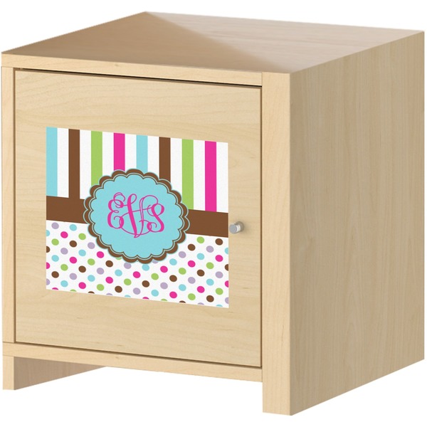 Stripes & Dots Square Wall Decal on Wooden Cabinet