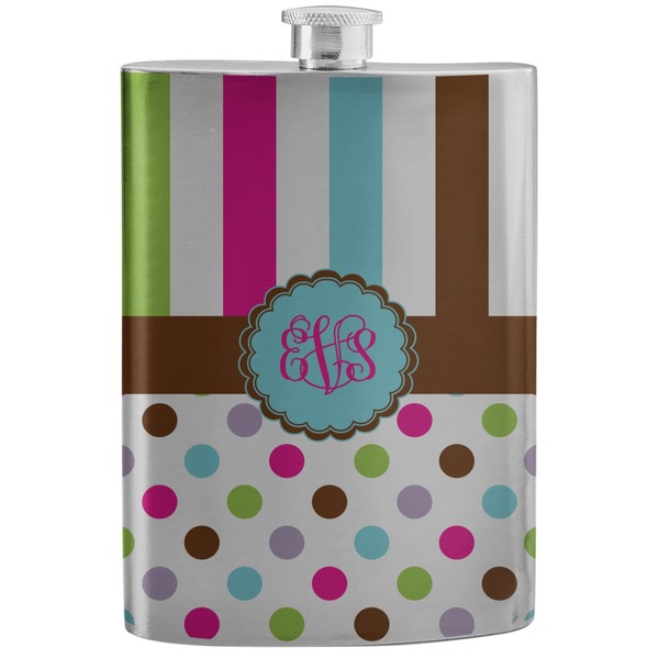 Custom Stripes & Dots Stainless Steel Flask (Personalized)