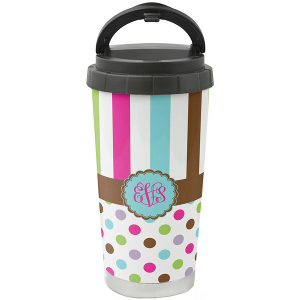 Custom Stripes & Dots Stainless Steel Coffee Tumbler (Personalized)