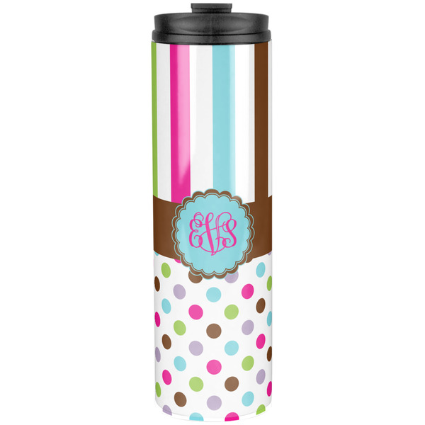 Custom Stripes & Dots Stainless Steel Skinny Tumbler - 20 oz (Personalized)