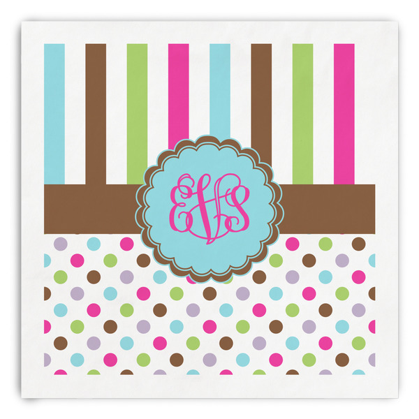 Custom Stripes & Dots Paper Dinner Napkins (Personalized)