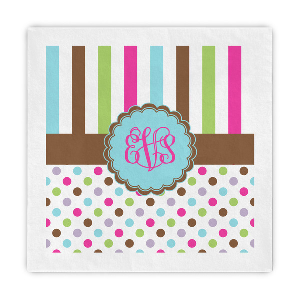 Custom Stripes & Dots Decorative Paper Napkins (Personalized)