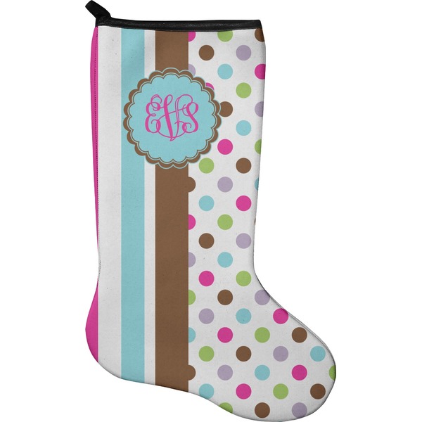 Custom Stripes & Dots Holiday Stocking - Neoprene (Personalized)