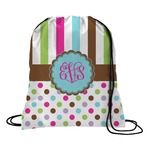 Stripes & Dots Drawstring Backpack (Personalized)