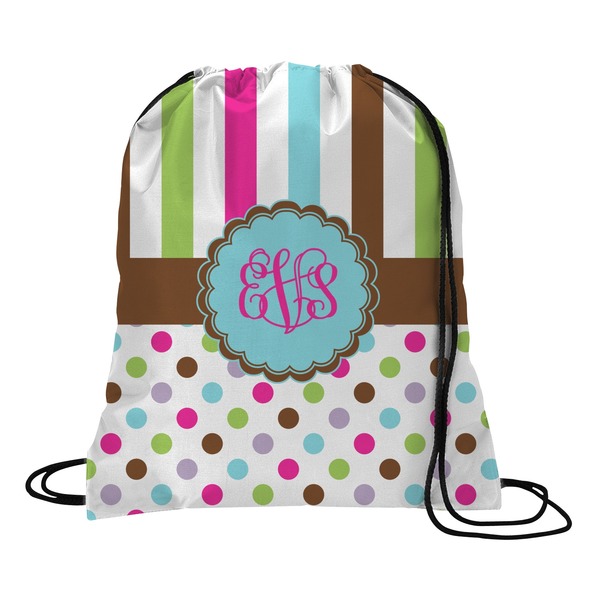 Custom Stripes & Dots Drawstring Backpack (Personalized)