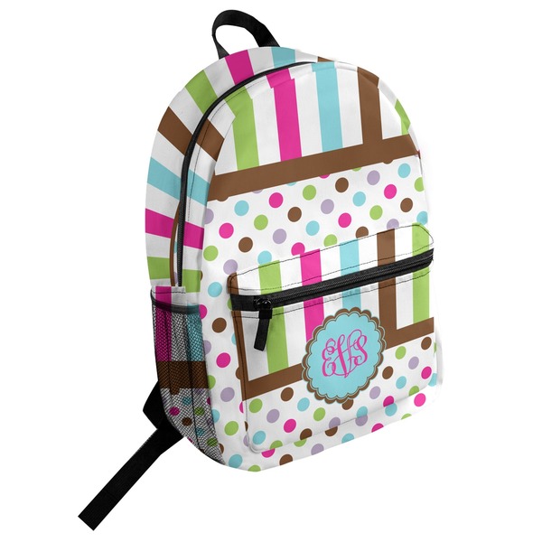 Custom Stripes & Dots Student Backpack (Personalized)
