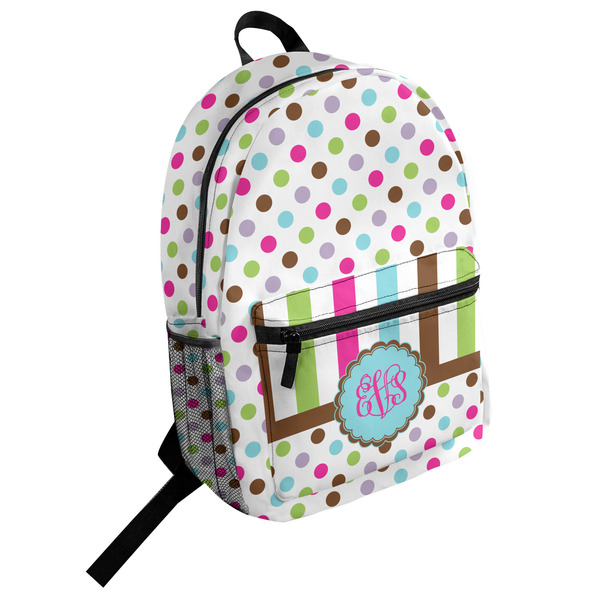 Custom Stripes & Dots Student Backpack (Personalized)