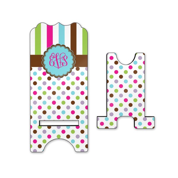 Stripes & Dots Stylized Phone Stand - Front & Back - Small