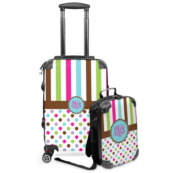Custom Stripes & Dots Kids 2-Piece Luggage Set - Suitcase & Backpack (Personalized)