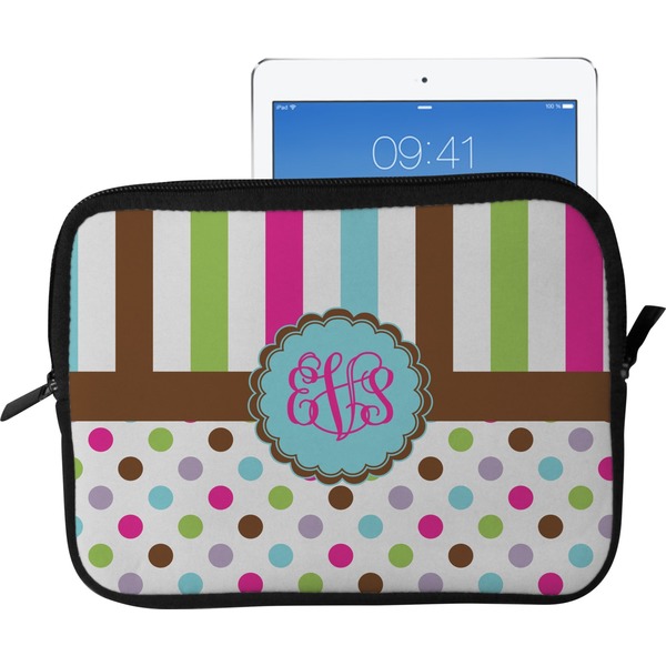 Custom Stripes & Dots Tablet Case / Sleeve - Large (Personalized)
