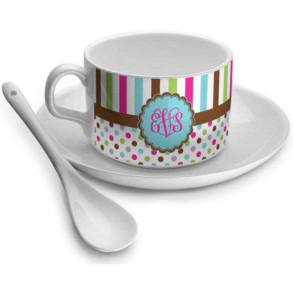 Custom Stripes & Dots Tea Cup (Personalized)