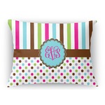 Stripes & Dots Rectangular Throw Pillow Case (Personalized)