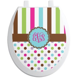 Stripes & Dots Toilet Seat Decal - Round (Personalized)