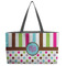 Stripes & Dots Beach Totes Bag - w/ Black Handles (Personalized)