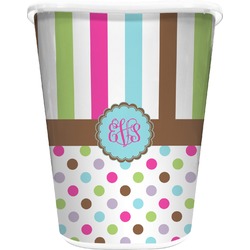 Stripes & Dots Waste Basket - Double Sided (White) (Personalized)