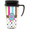 Stripes & Dots Travel Mug with Black Handle - Front