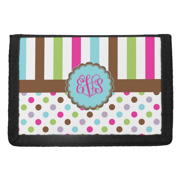 Custom Stripes & Dots Trifold Wallet (Personalized)