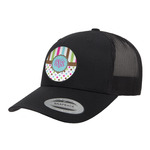 Stripes & Dots Trucker Hat - Black (Personalized)