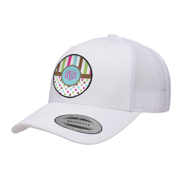 Custom Stripes & Dots Trucker Hat - White (Personalized)
