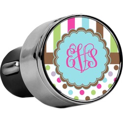 Stripes & Dots USB Car Charger (Personalized)