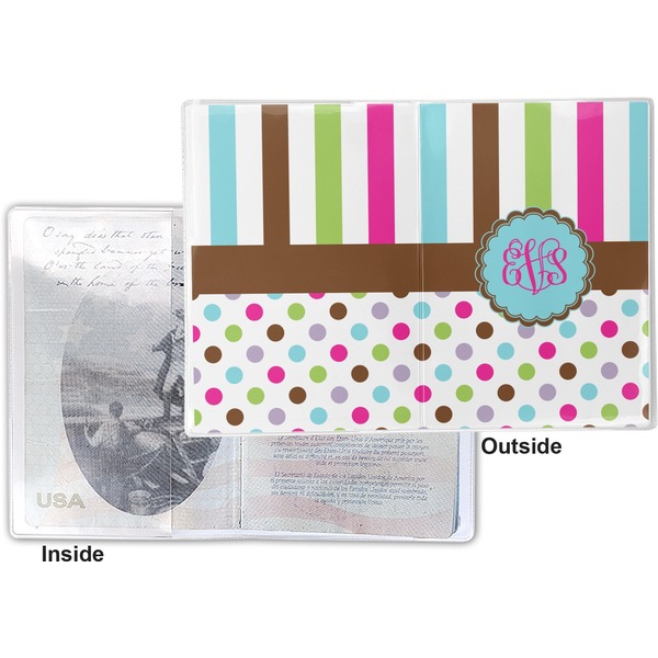 Stripes & Dots Vinyl Passport Holder - Flat Front and Back