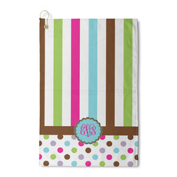 Stripes & Dots Waffle Weave Golf Towel (Personalized)