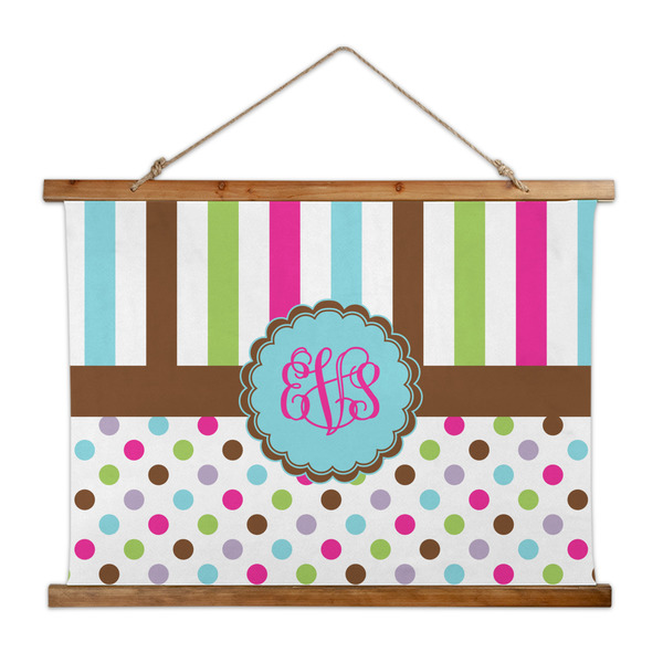 Custom Stripes & Dots Wall Hanging Tapestry - Wide (Personalized)