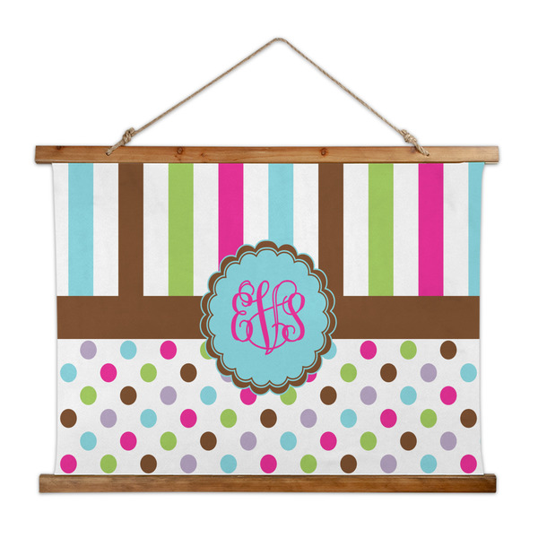 Custom Stripes & Dots Wall Hanging Tapestry - Wide (Personalized)