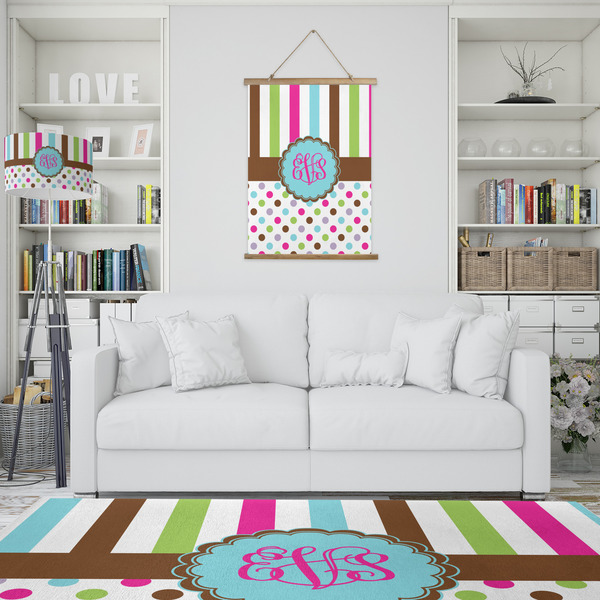Stripes & Dots Wall Hanging Tapestry - Portrait - IN CONTEXT
