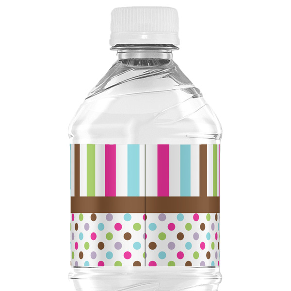 Stripes & Dots Water Bottle Label - Back View