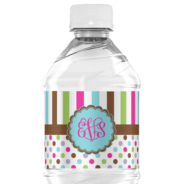 Custom Stripes & Dots Water Bottle Labels - Custom Sized (Personalized)