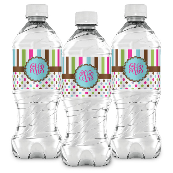 Stripes & Dots Water Bottle Labels - Front View