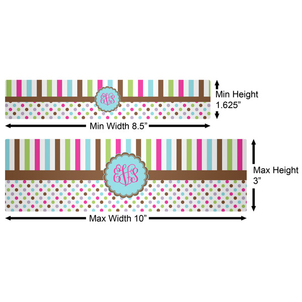 Stripes & Dots Water Bottle Labels w/ Dimensions