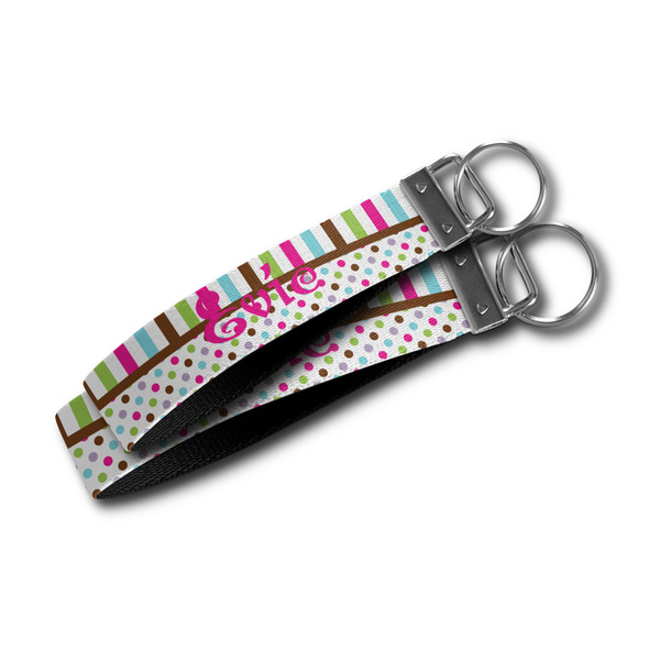 Stripes & Dots Webbing Keychain FOBs - Size Comparison